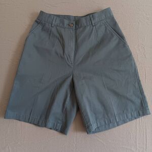 LLBean Womens 8 Vintage Bayside Shorts Blue Green Pleated Vintage  Coastal